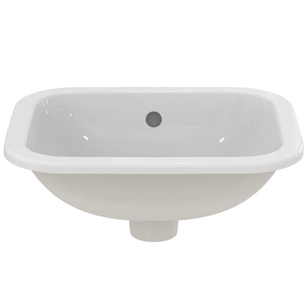 Ideal Standard Connect Раковина 420х350 мм, прямоугольная, встриваемая снизу без отв. под смес., с крепежом, цвет: белый глянец 