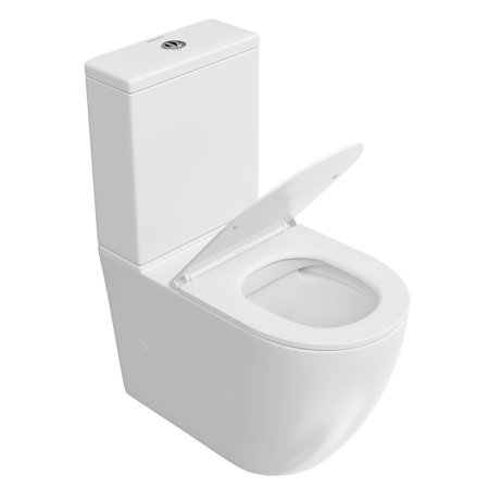 Kerama Marazzi Унитаз SFERA напольный безободковый с крепежом и сиденьем, быстросъемным с softclose, белый глянцевый 