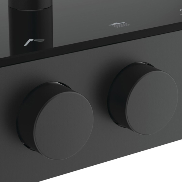 Ideal Standard Solos Душевая стойка, с термостатич.смесителем для душа, верхний душ 33см, руч.душ, шланг 175см, без A1070NU, цвет: Черный матовый 