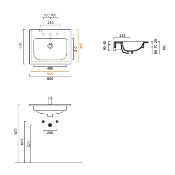 Catalano ITALY Раковина 60x50, с 1 отв. под смеситель, покрытие Cataglaze+, цвет белый глянцевый 