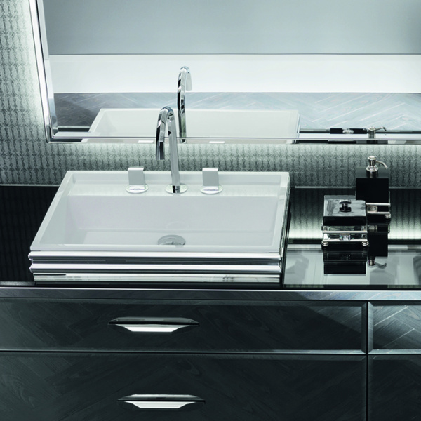 VITAGE milldue edition Раковина ZURIGO63 накладная 63х44.2хh14см без перелива c 3отв. ceramilux/сталь, цвет: белый/сталь 