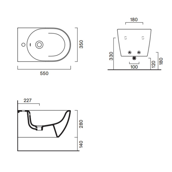 Catalano SFERA Биде подвесное 55x35, с 1 отв. под смеситель, покрытие Cataglaze+, без крепежа, цвет белый глянцевый 