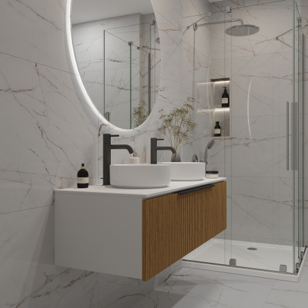 Тумба под раковину/столешницу Кито, Белый/Тростник 120 