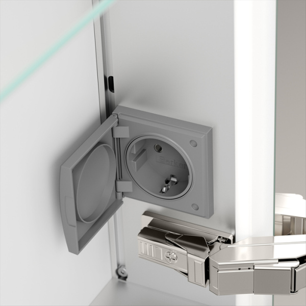 Keuco SOMARIS Зеркальный шкаф 600x710x128мм 1-дверный-двустор. зеркало, IP 44 c плавным закр. дверцы, корпус: алюминий серебристый цвет: 