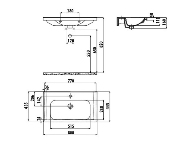 CREAVIT Раковина мебельная (45*80см) EK080.00000 