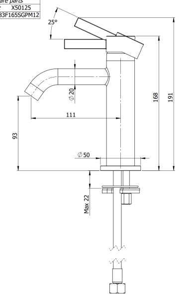 Смеситель для раковины Remer Metrica MC12BG, золото брашированное 