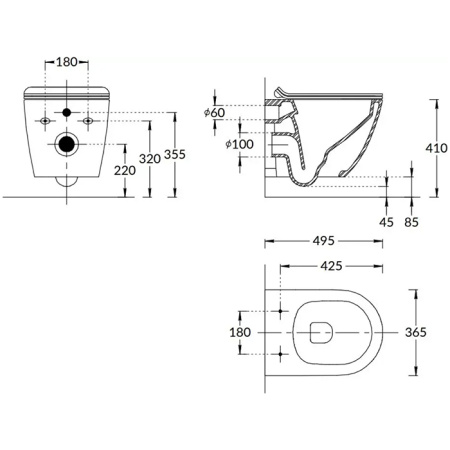 Kerama Marazzi Унитаз Sfera подвесной безободковый с крепежом, белый глянцевый 