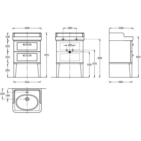Kerama Marazzi Тумба POMPEI напольная с 2 ящиками 60, белая глянцевая (замена PO.N.60.2\WHT) 