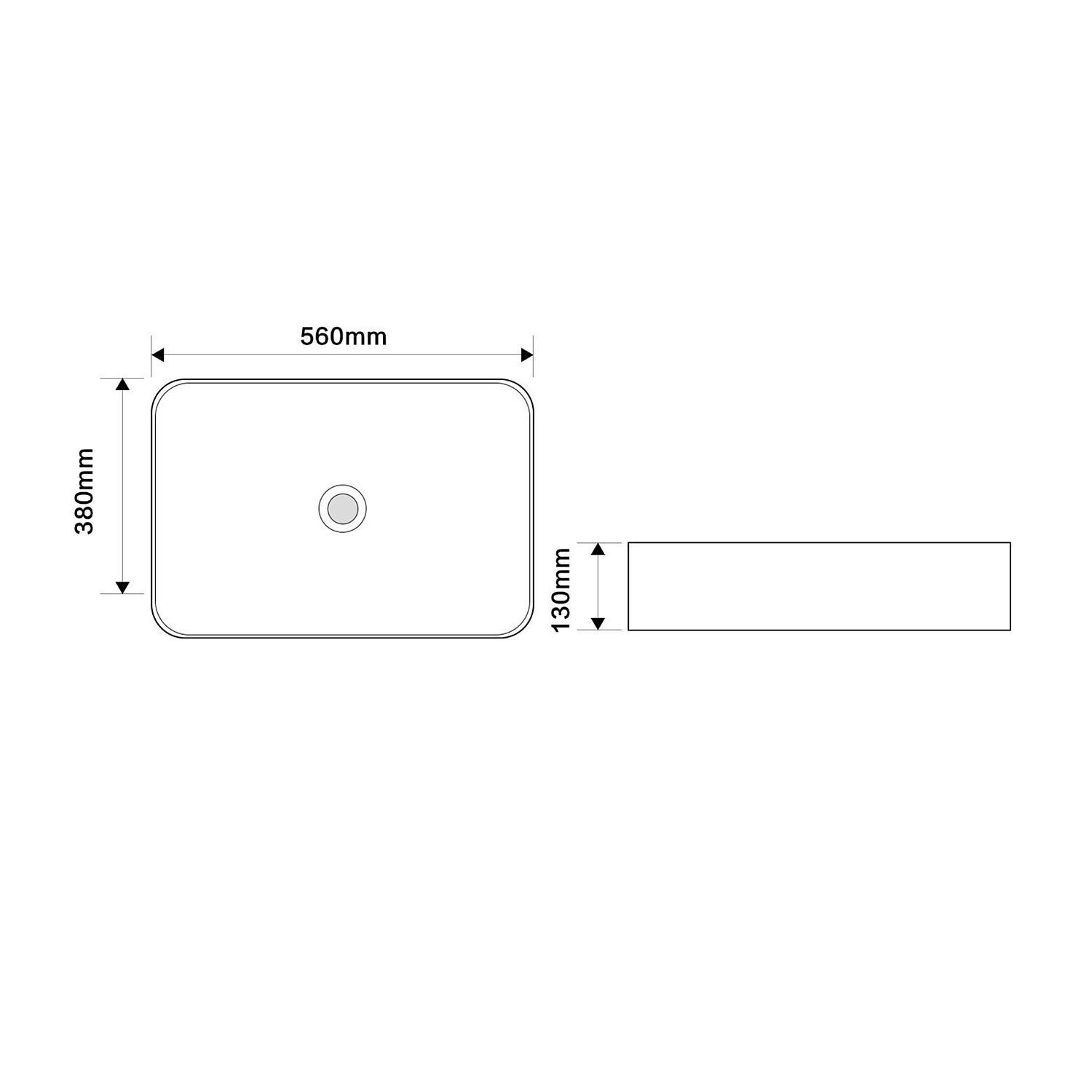 Раковина накладная Oliveeka 9690A на столешницу 560 х 380 белая