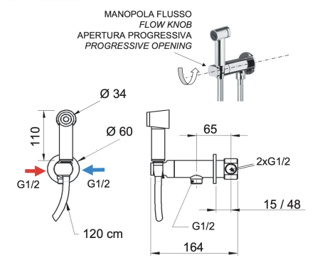 Гигиенический душ со смесителем Remer X Style N64EUM 