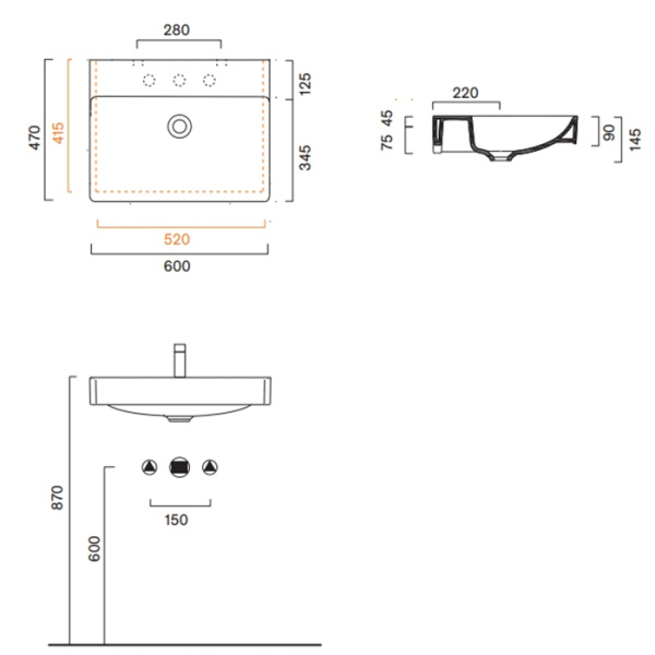 Catalano GREEN Раковина 60x47, с 1 отв. под смеситель, покрытие Cataglaze+, цвет белый глянцевый 