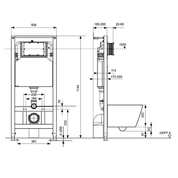 TECEspring Base Комплект 4 в 1 инсталяция, панель смыва LT с круглыми кнопками, хром глянцевый 