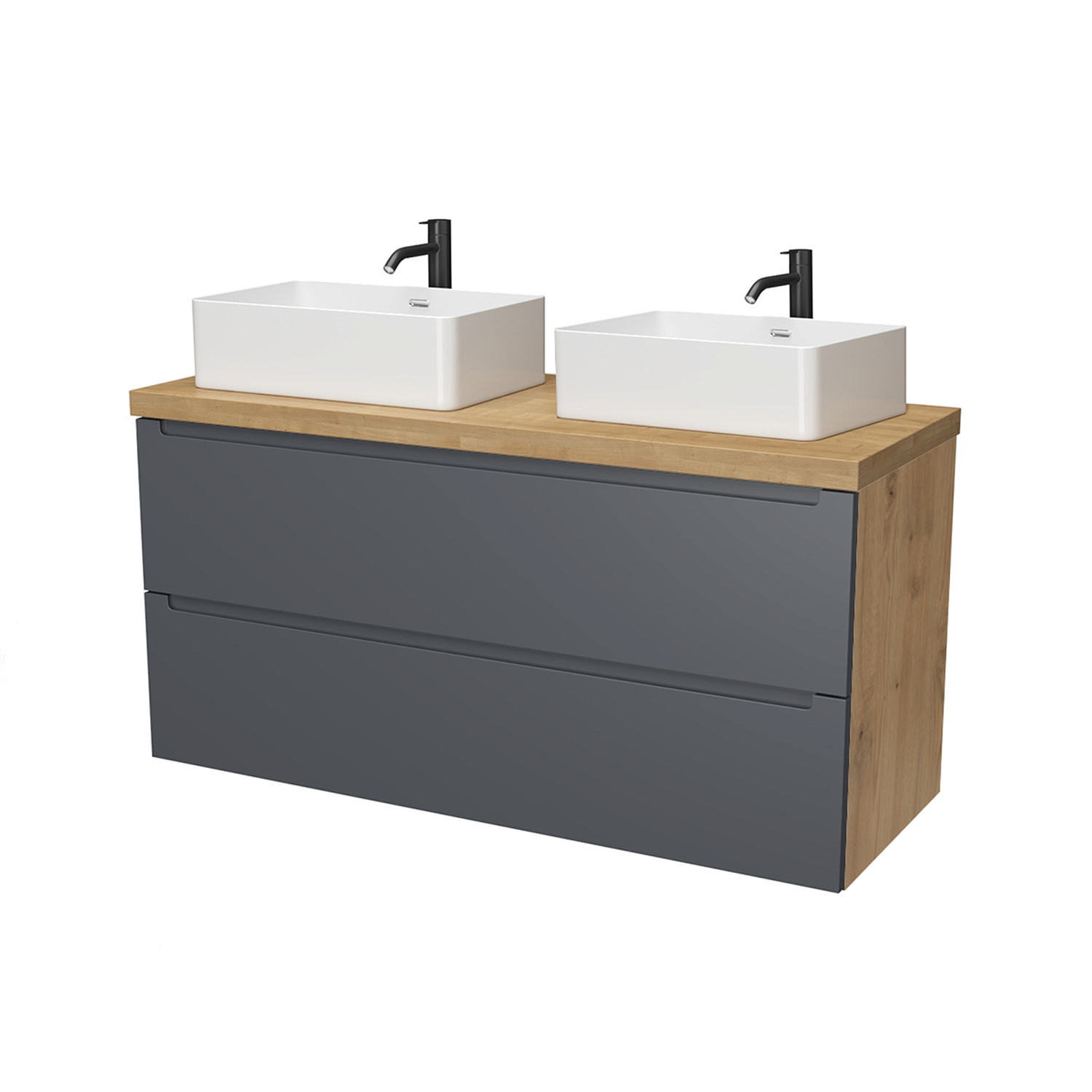 Тумба под раковину/столешницу/столешницу/столешницу/столешницу Дион, Графит мат/Дуб 120