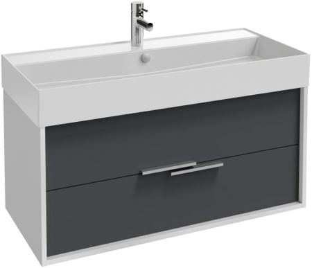 EB1668-J5-J54  VIVIENNE Тумба для раковины 100 см, к. белый блестящий, ф. серый матовый 