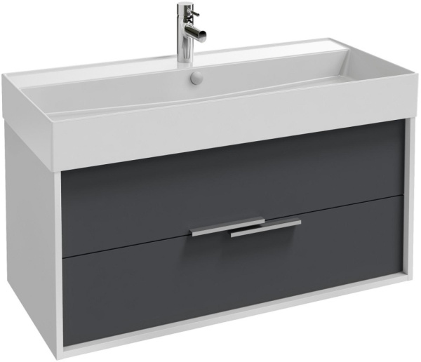 EB1668-J5-J54  VIVIENNE Тумба для раковины 100 см, к. белый блестящий, ф. серый матовый 