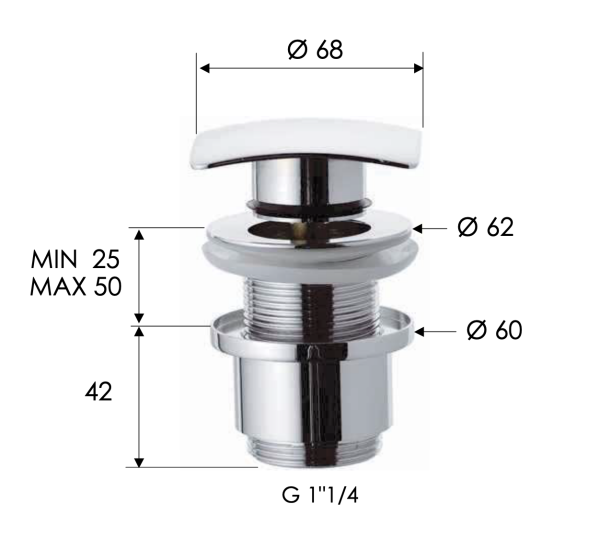 Донный клапан без перелива 1”1/4 Remer 904SCC2114 