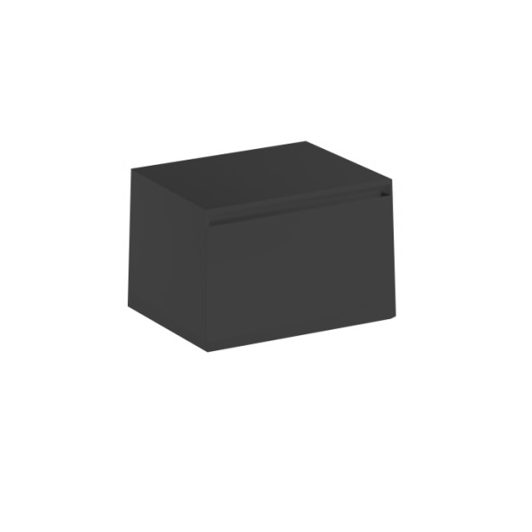 KERASAN KANAAL Тумба подвесная , с 1 ящиком и стекл столешницей, 60х46,5 см, цвет черный матовый 