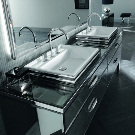 VITAGE milldue edition Раковина ZURIGO63 накладная 63х44.2хh14см без перелива c 3отв. ceramilux/сталь, цвет: белый/сталь 