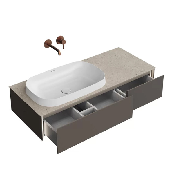 Kerama Marazzi Тумба MAGICA подвесная 120, 2 ящика, вечерний серый матовый 