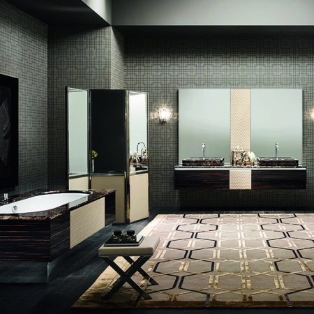 VITAGE milldue edition Four Seasons Тумба под раковину 900х555х354 мм., 1 ящик, профиль сталь, цвет глянцевый шпон Ebano 