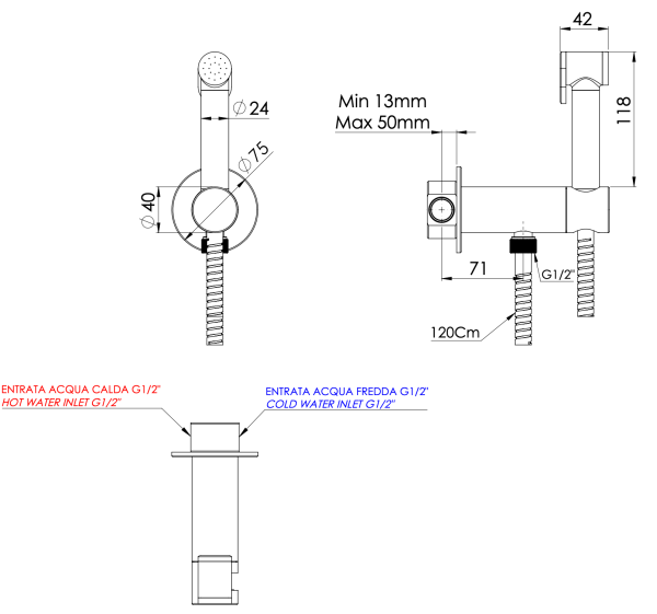 Гигиенический душ со смесителем Remer X Style X61PW 