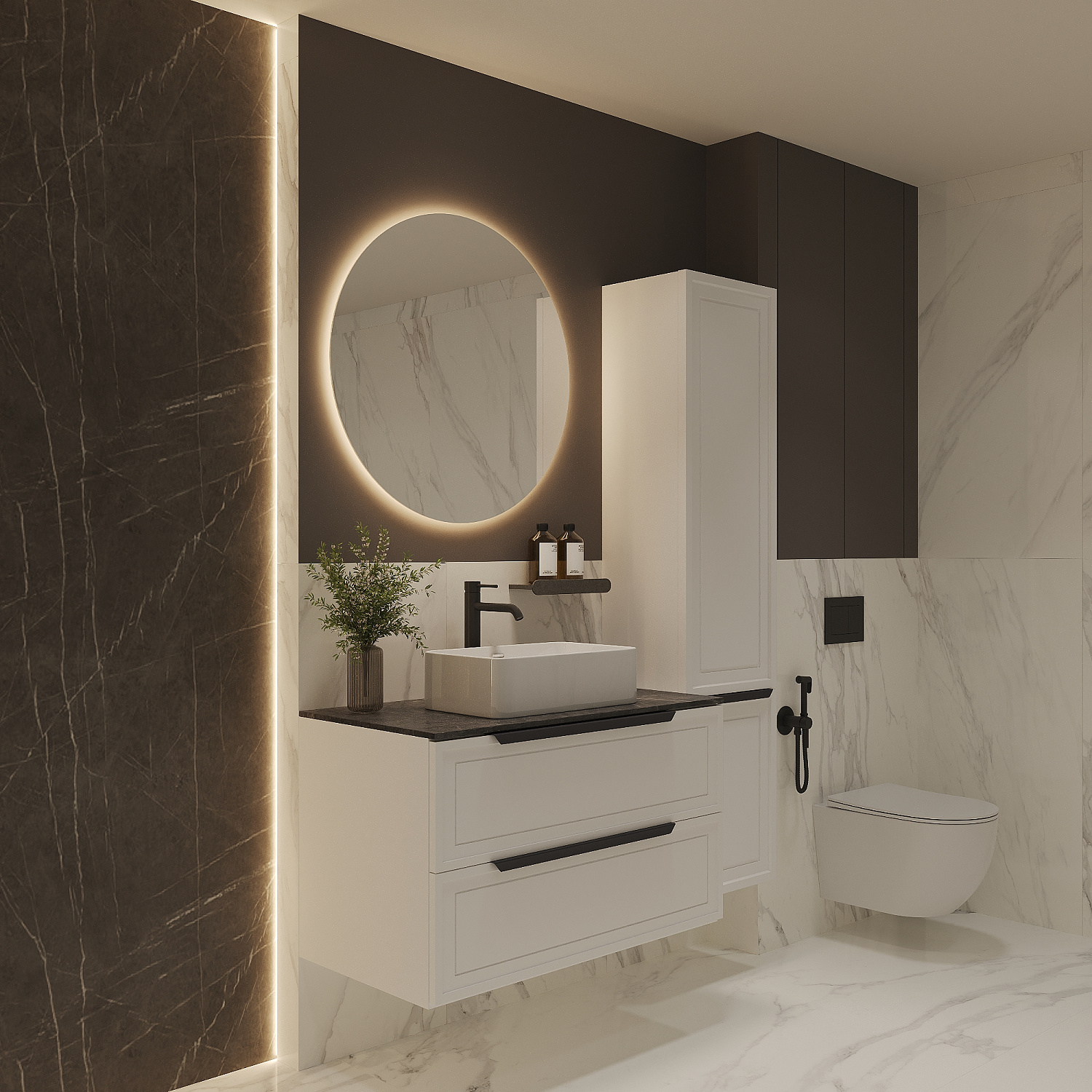 Тумба со столешницей Севилья, Белый мат / Столешница компакт-плита, Куритиба