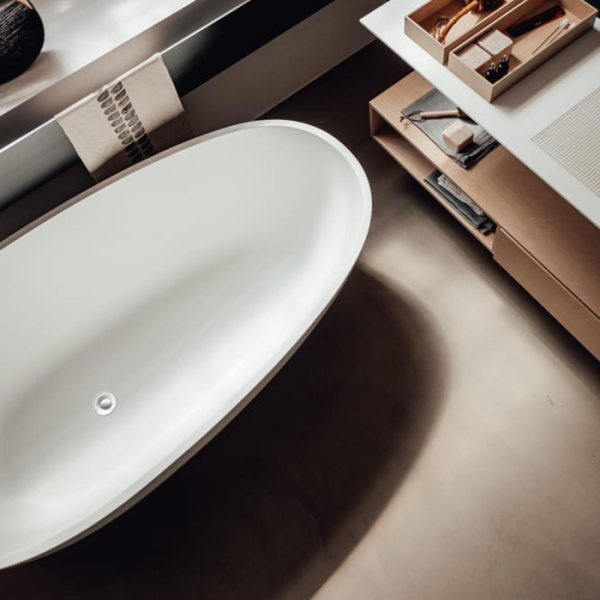 Agape Spoon M Ванна отдельностоящая 160х85,4хh48 см, с переливом, без отв. под смес., материал: Cristalplant®, цвет белый матовый 