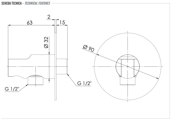 Держатель ручного душа с подключением шланга Remer 337X 