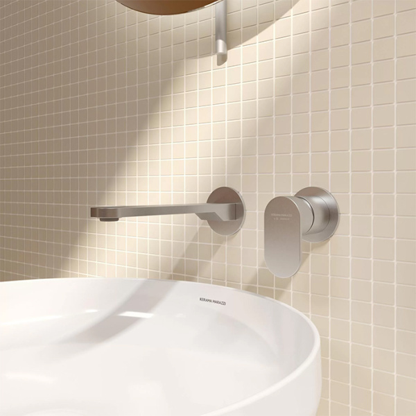 Kerama Marazzi Смеситель для раковины SIARA настенный, с внутренней частью, нержавеющая сталь 