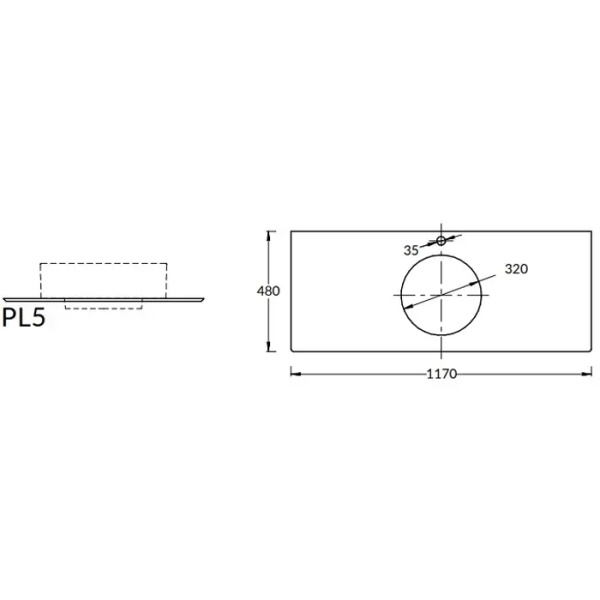 Kerama Marazzi Столешница из керамогранита для накладных раковин Фондамента 120, серая 