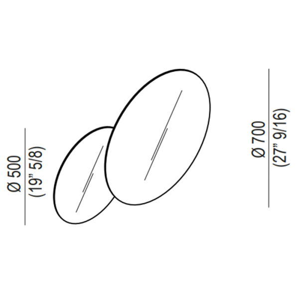 Agape Eclissi Зеркало настенное двойное D500 и D700 мм 