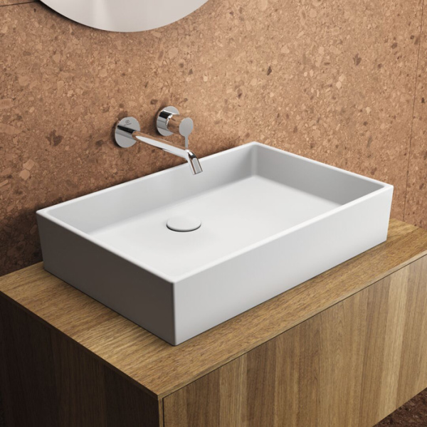 Ideal Standard Extra Раковина 600х400хh125 мм, накладная прямоугольная, без перелива и отв. под смес., с крепежом, цвет: белый глянец 
