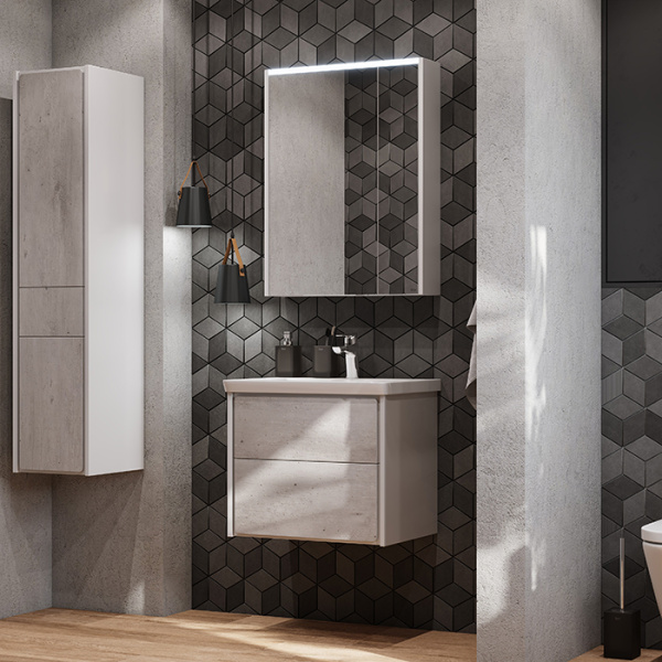 Roca RONDA Зеркальный шкаф 600x145x780 мм, с LED-подсветкой сверху, розеткой и выключателем-кнопкой с диммером, белый матовый (ZRU9303007) 