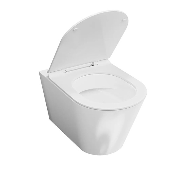 Kerama Marazzi Унитаз PLAZA Modern подвесной безободковый с системой смыва RIM UP+ (Tornado), белый глянцевый 