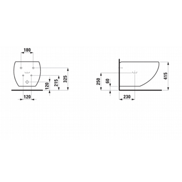 Laufen Alessi One Биде подвесное 585x390x355мм, с 1 отв. под смеситель, с покр. LLC, цвет: белый 