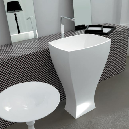 Artceram JAZZ Livingtec раковина отдельно стоящая с сифоном, 60х48х85см, цвет белый глянцевый В АМ ГРУПП НА СКЛАДЕ 1ШТ БРАКОВАННАЯ 