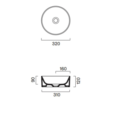 Catalano ZERO Раковина ?32 накладная, без отв. под смеситель, покрытие Cataglaze+, цвет белый матовый 