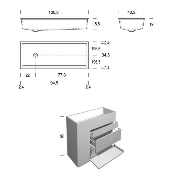 NOORTH milldue edition H2O Смеситель для раковины встраиваемый, однорычажный, цвет хром 