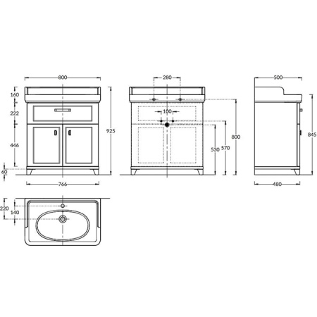 Kerama Marazzi Тумба POMPEI напольная с ящиком и дверцами 80, белая глянцевая 