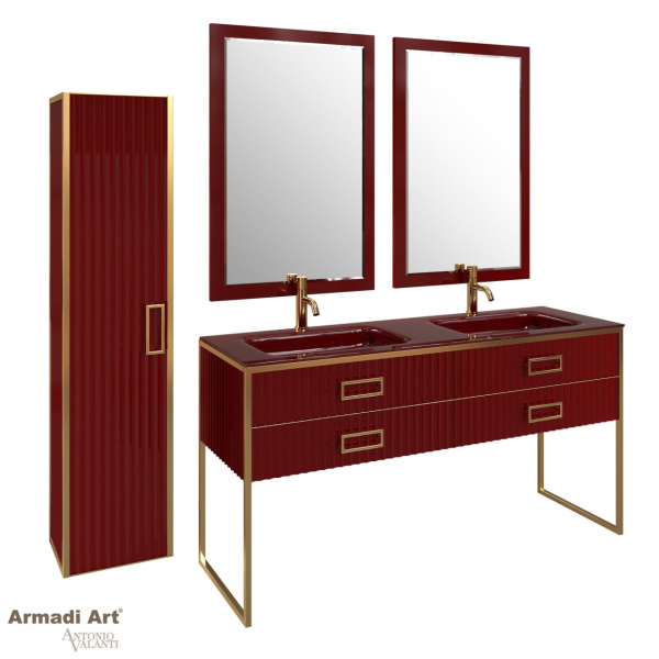 Пенал MONACO  бордо глянец +  золото без ножек 