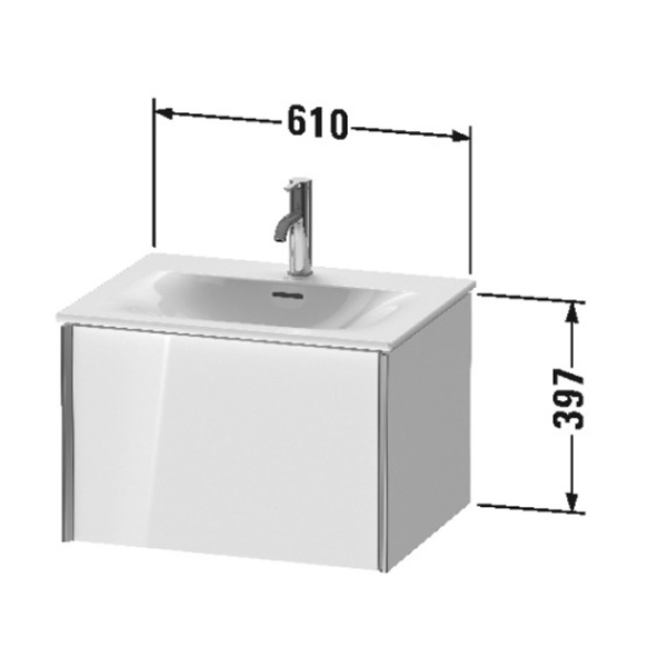 Duravit Viu Раковина подвесная с переливом, выпуск с керам покрытием, 1 отв под смес, 63х49см, цвет белый 