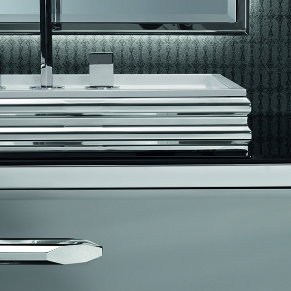 VITAGE milldue edition Раковина ZURIGO63 накладная 63х44.2хh14см без перелива c 3отв. ceramilux/сталь, цвет: белый/сталь 