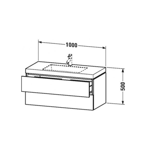 Duravit LC База с раковиной Vero Air 500x1000x480,  2 выдв.ящика, High Gloss, Цвет белый 