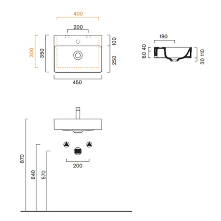 Catalano GREEN Раковина 45x35, без отв. под смеситель, покрытие Cataglaze+, цвет белый глянцевый 