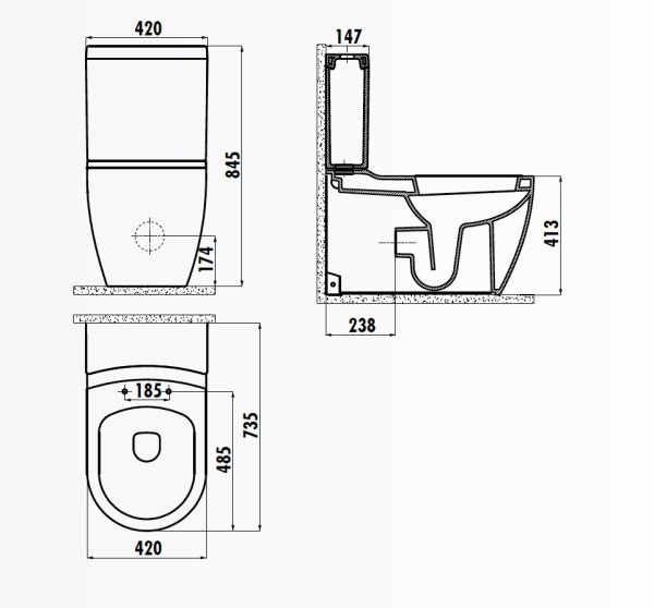 CREAVIT GRANDE Унитаз напольный с биде GR360.00000 