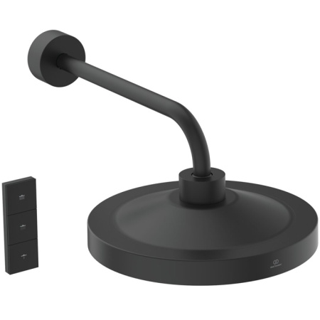 Ideal Standard Solos 3-функц.(Rain, Silkrain, SecondSkin) верхний душ 33см, с LED-подсветкой, с настенным держателем 40см, цвет: Черный матовый 