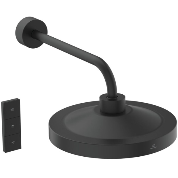 Ideal Standard Solos 3-функц.(Rain, Silkrain, SecondSkin) верхний душ 33см, с LED-подсветкой, с настенным держателем 40см, цвет: Черный матовый 