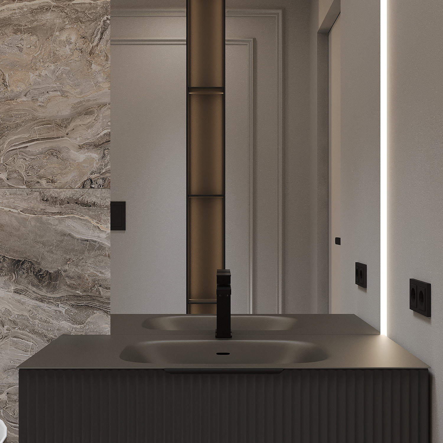 Раковина накладная алюминиевая M115B70 темный коричневый