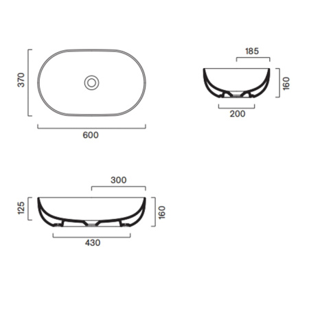 Catalano SFERA Раковина 60x37 h16 накладная, без отв. под смеситель, покрытие Cataglaze+, цвет белый глянцевый 