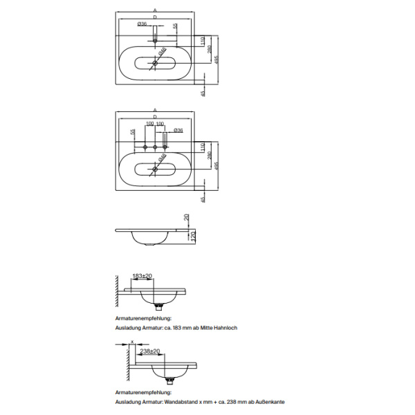 BETTE COMODO Раковина встраиваемая на столешницу  600×495×120 мм,  без отв под смес.и перел. с крепл. в компл.цвет белый 
